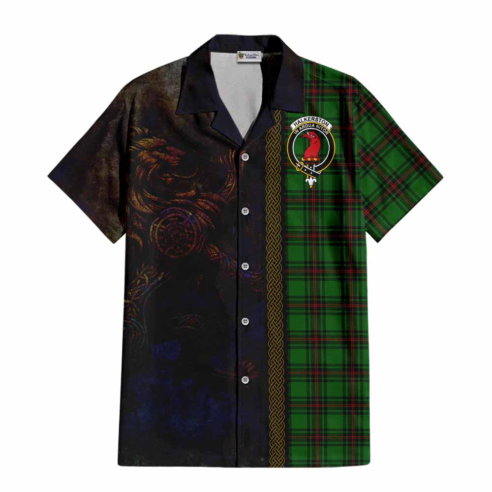 Halkerston Tartan Family Crest Hawaiian Shirt Alba Gu Brath Be Brave Lion Ancient Style Kid - Tartan Vibes Clothing
