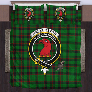 Halkerston Tartan Bedding Set with Family Crest US Bedding Set - Tartan Vibes Clothing