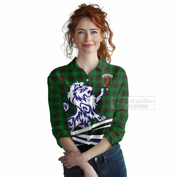 Halkerston Tartan Women's Casual Shirt with Alba Gu Brath Regal Lion Emblem Female - Tartan Vibes Clothing