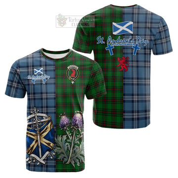 Halkerston Tartan Cotton T-shirt Happy St. Andrew's Day Half Tartan Style Kid's Shirt - Tartan Vibes Clothing