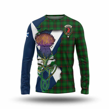 Tartan Vibes Clothing Halkerston Tartan Family Crest Long Sleeve T-Shirt Scottish Thistle Celtic Inspired