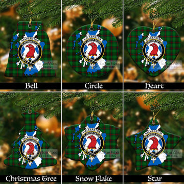 Halkerston Tartan Christmas Ceramic Ornaments with Family Crest and Scotland Map Ceramic - Tartan Vibes Clothing