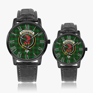 Halkerston Tartan Family Crest Leather Strap Quartz Watch Wide Type - Tartan Vibes Clothing