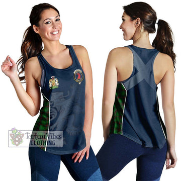 Halkerston Tartan Women's Racerback Tanks with Family Crest and Lion Rampant Vibes Sport Style 4XL - Tartan Vibes Clothing