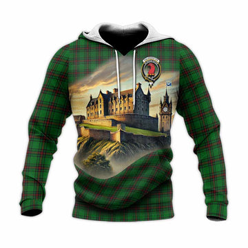 Halkerston Tartan Family Crest Knitted Hoodie with Scottish Ancient Castle Style Unisex Knitted Pullover Hoodie - Tartan Vibes Clothing