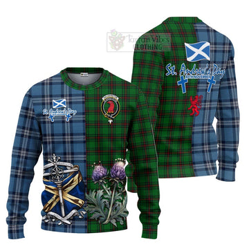 Halkerston Tartan Knitted Sweater Happy St. Andrew's Day Half Tartan Style Unisex - Tartan Vibes Clothing