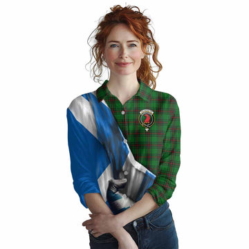 Halkerston Tartan Women's Casual Shirt with Family Crest Scotland Patriotic Style Female - Tartan Vibes Clothing