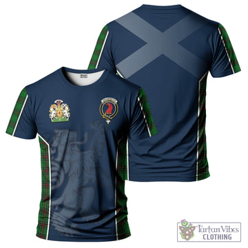 Halkerston Tartan T-Shirt with Family Crest and Lion Rampant Vibes Sport Style