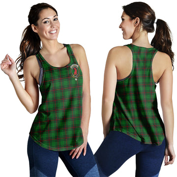 Halkerston Tartan Women Racerback Tanks with Family Crest 4XL - Tartan Vibes Clothing