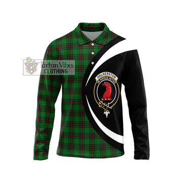 Halkerston Tartan Long Sleeve Polo Shirt with Family Crest Circle Style Unisex - Tartan Vibes Clothing
