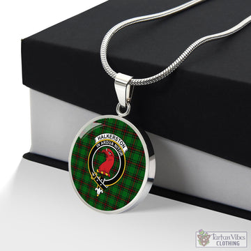 Halkerston Tartan Circle Necklace with Family Crest Luxury Necklace (Silver) No - Tartan Vibes Clothing