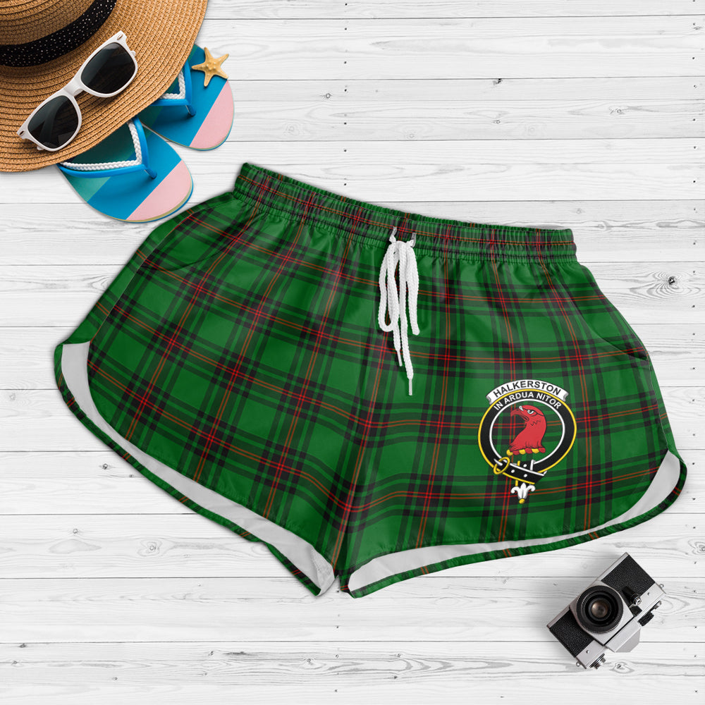 halkerston-tartan-womens-shorts-with-family-crest