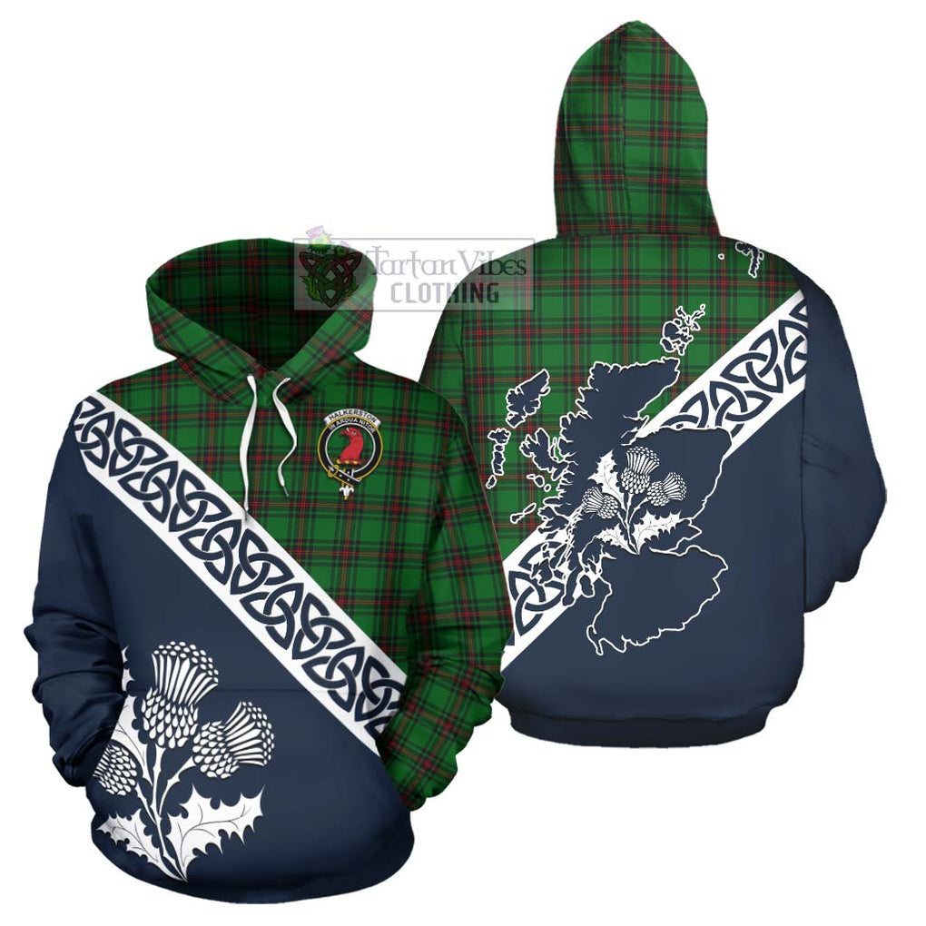 Halkerston Tartan Hoodie Featuring Thistle and Scotland Map Zip Hoodie - Tartan Vibes Clothing