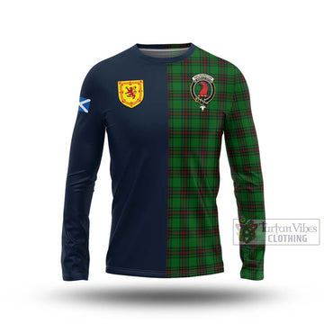 Halkerston Tartan Long Sleeve T-Shirt Alba with Scottish Lion Royal Arm Half Style Unisex - Tartan Vibes Clothing