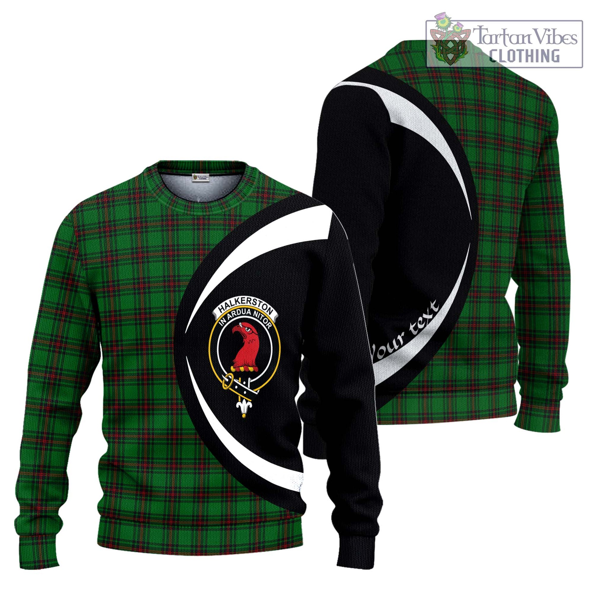 Halkerston Tartan Ugly Sweater with Family Crest Circle Style Unisex - Tartan Vibes Clothing