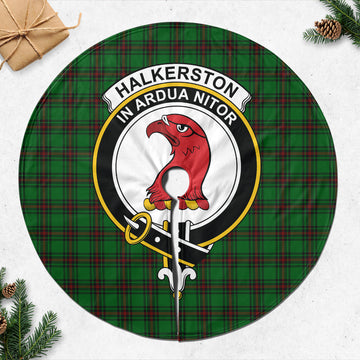 Halkerston Tartan Christmas Tree Skirt with Family Crest 47*47 inch - Tartan Vibes Clothing