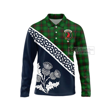 Halkerston Tartan Long Sleeve Polo Shirt Featuring Thistle and Scotland Map Unisex - Tartan Vibes Clothing