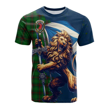 Halkerston Tartan Family Crest Cotton T-shirt with Scottish Majestic Lion Kid's Shirt - Tartan Vibes Clothing