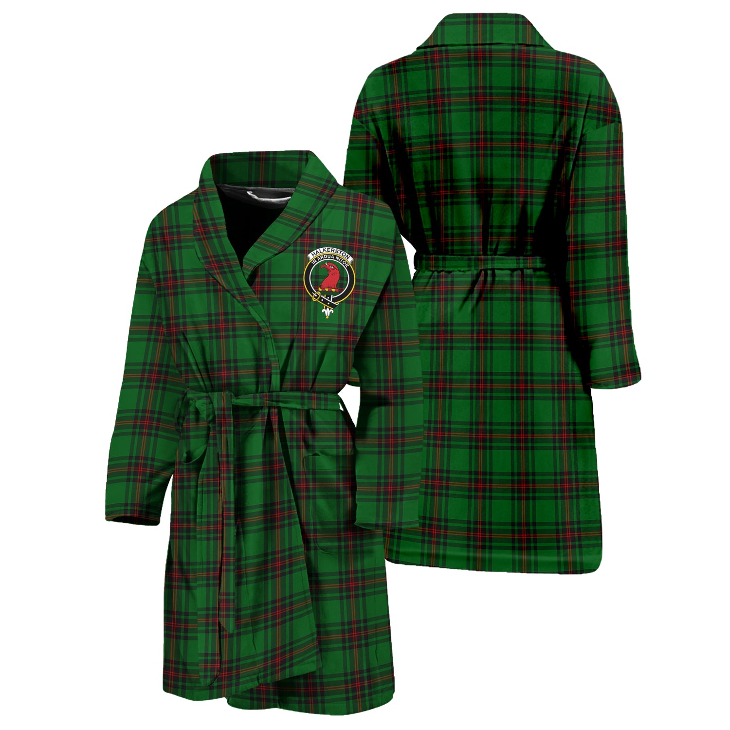 Halkerston Tartan Bathrobe with Family Crest Unisex S - Tartan Vibes Clothing
