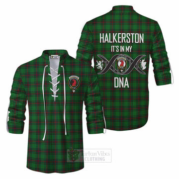 Halkerston Tartan Ghillie Kilt Shirt with Family Crest DNA In Me Style Men - Tartan Vibes Clothing