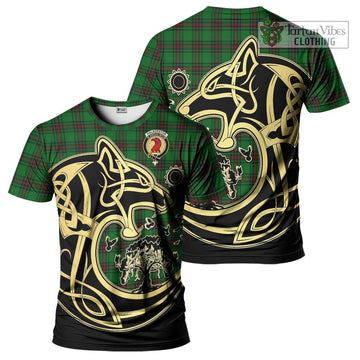 Halkerston Tartan T-Shirt with Family Crest Celtic Wolf Style Kid's Shirt - Tartan Vibes Clothing