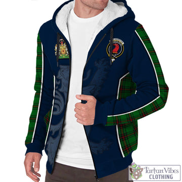 Halkerston Tartan Sherpa Hoodie with Family Crest and Lion Rampant Vibes Sport Style