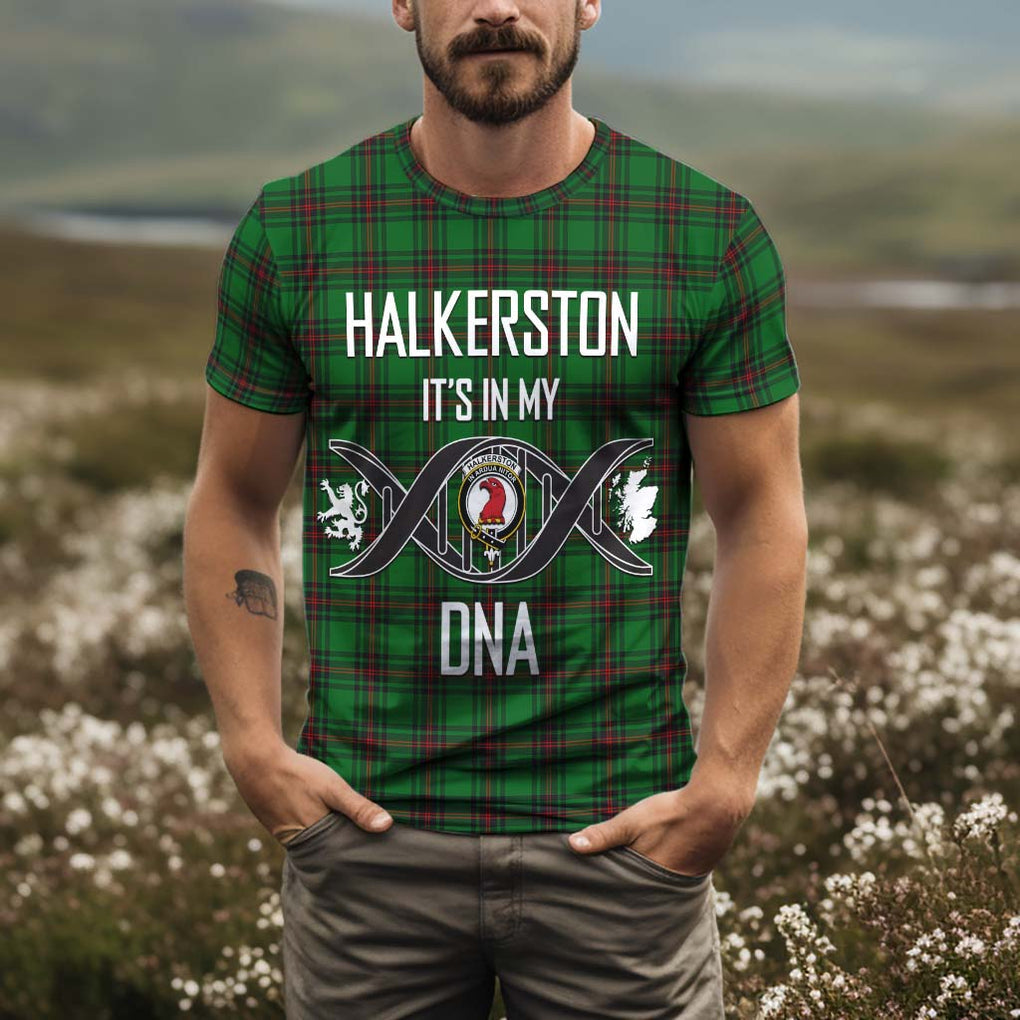 Halkerston Tartan T-Shirt with Family Crest DNA In Me Style Kid's Shirt - Tartan Vibes Clothing
