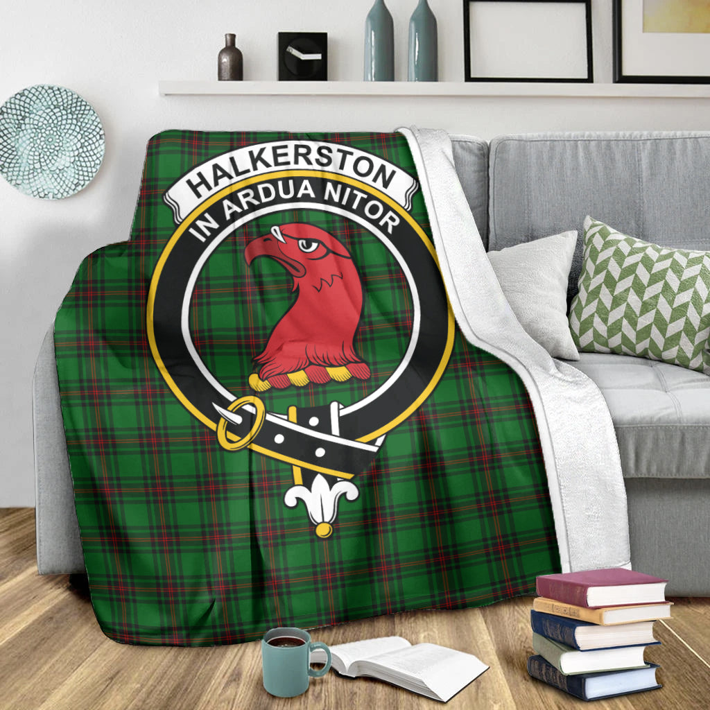 Halkerston Tartan Blanket with Family Crest X-Large 59 x 79 inches 150 x 200 cm - Tartan Vibes Clothing