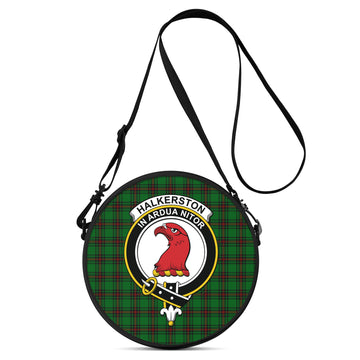 Halkerston Tartan Round Satchel Bags with Family Crest One Size 9*9*2.7 inch - Tartan Vibes Clothing