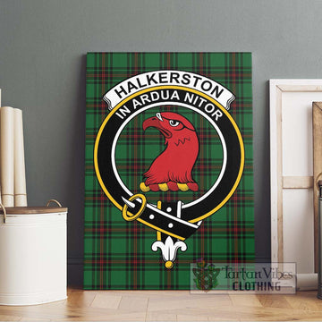Halkerston Tartan Canvas Print Wall Art with Family Crest Without Frame - Tartan Vibes Clothing