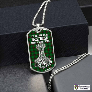 Tartan Vibes Clothing Halkerston Tartan Dog Tag Necklace Viking Mjolnir Style