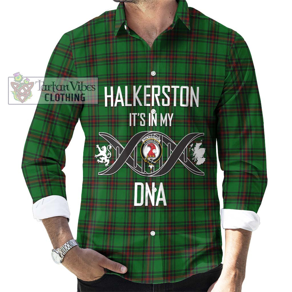Halkerston Tartan Long Sleeve Button Shirt with Family Crest DNA In Me Style Men's Shirt S - Tartanvibesclothing Shop