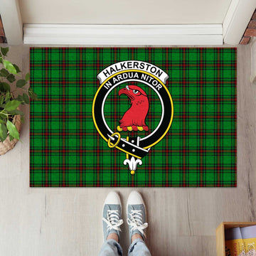Halkerston Tartan Rubber Doormat with Family Crest L 60*90cm - Tartan Vibes Clothing