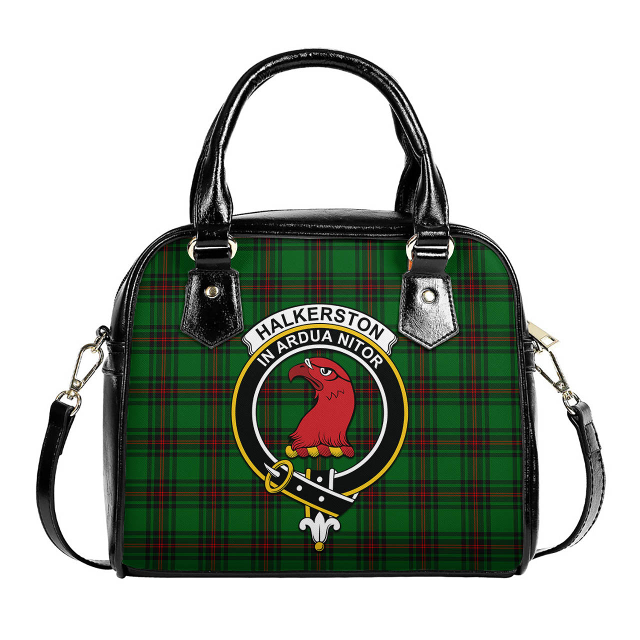 Halkerston Tartan Shoulder Handbags with Family Crest One Size 6*25*22 cm - Tartanvibesclothing