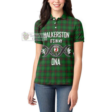 Halkerston Tartan Women's Polo Shirt with Family Crest DNA In Me Style Women - Tartan Vibes Clothing