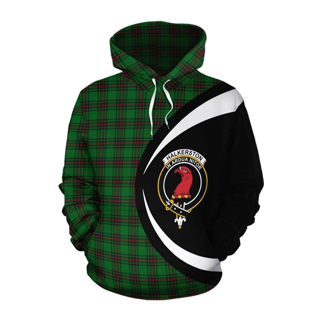 Halkerston Tartan Cotton Hoodie with Family Crest Circle Style Pullover Hoodie XS - Tartan Vibes Clothing