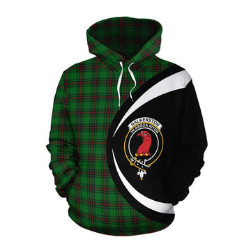 Halkerston Tartan Cotton Hoodie with Family Crest Circle Style Pullover Hoodie XS - Tartan Vibes Clothing