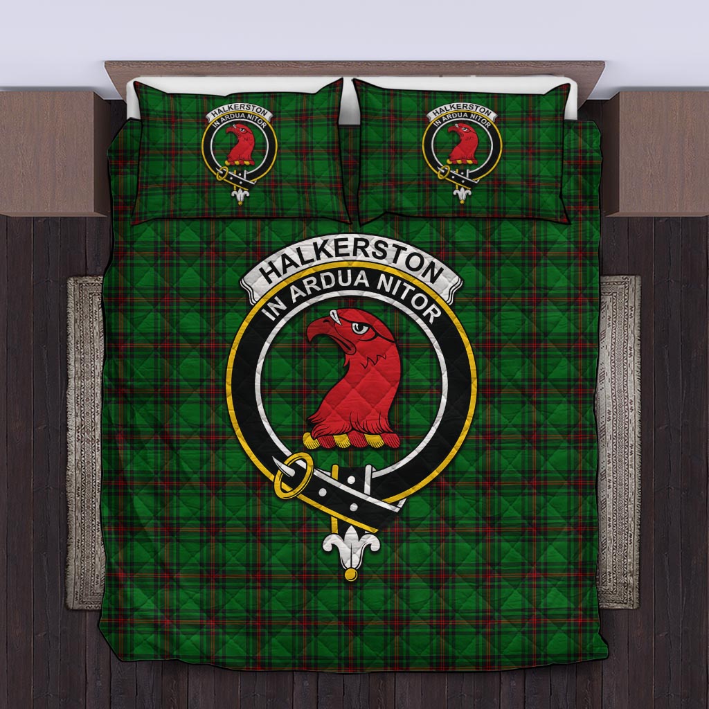 Halkerston Tartan Quilt Bed Set with Family Crest King - Tartan Vibes Clothing