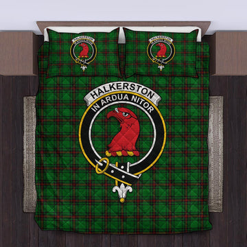 Halkerston Tartan Quilt Bed Set with Family Crest King - Tartan Vibes Clothing