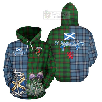 Halkerston Tartan Hoodie Happy St. Andrew's Day Half Tartan Style Zip Hoodie - Tartan Vibes Clothing