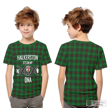 Halkerston Tartan Kid T-Shirt with Family Crest DNA In Me Style Youth XL Size14 - Tartan Vibes Clothing