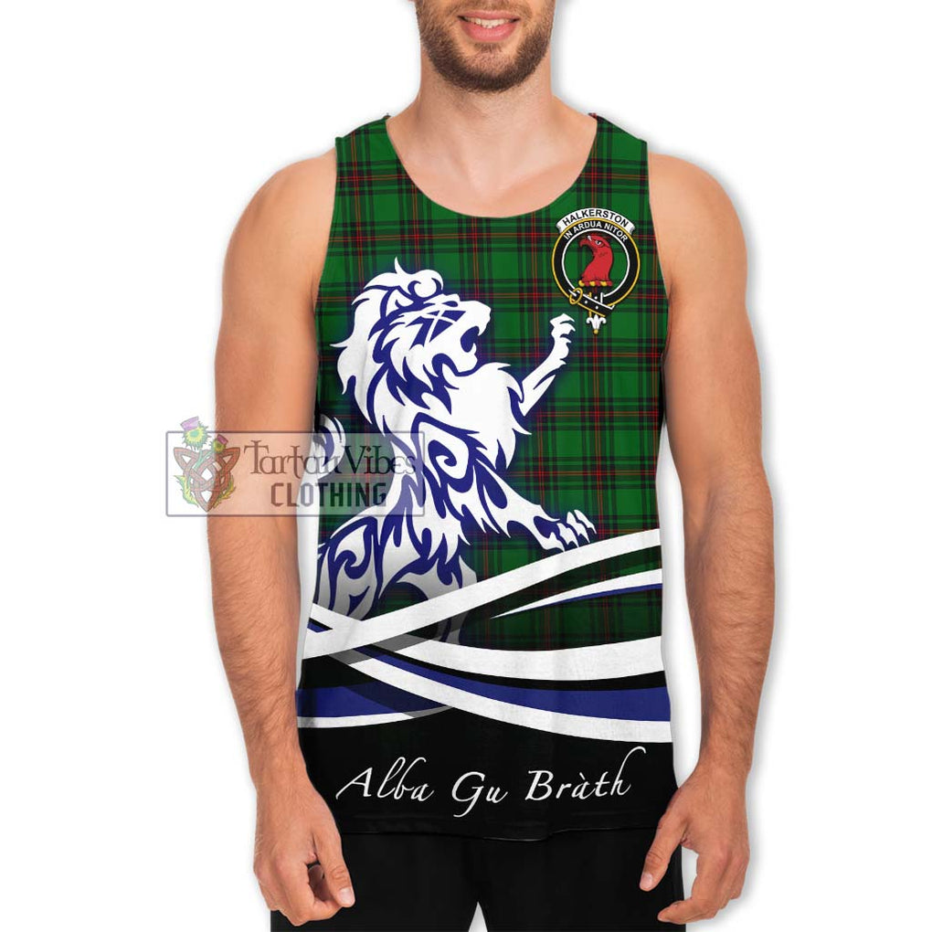 Halkerston Tartan Men's Tank Top with Alba Gu Brath Regal Lion Emblem Men - Tartan Vibes Clothing