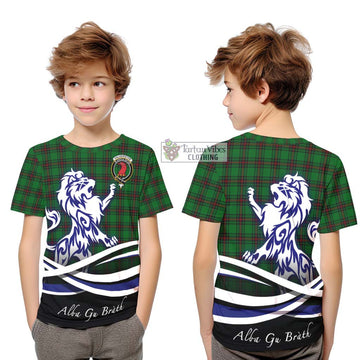 Halkerston Tartan Kid T-Shirt with Alba Gu Brath Regal Lion Emblem Youth XL Size14 - Tartan Vibes Clothing