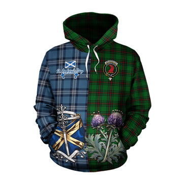 Halkerston Tartan Cotton Hoodie Happy St. Andrew's Day Half Tartan Style Pullover Hoodie XS - Tartan Vibes Clothing