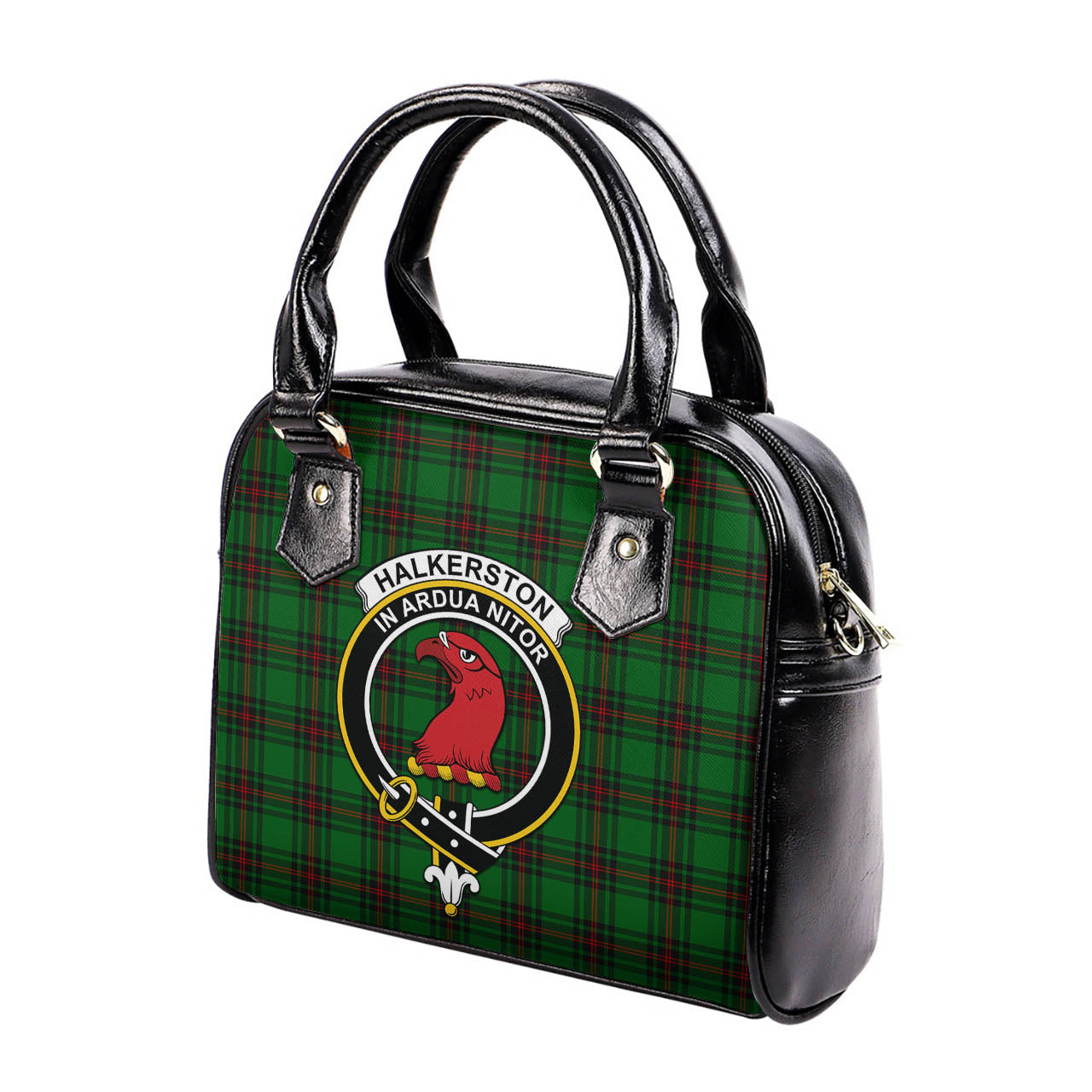 Halkerston Tartan Shoulder Handbags with Family Crest - Tartan Vibes Clothing