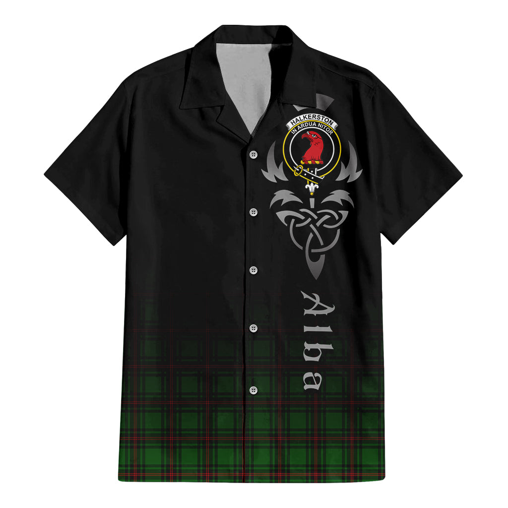 Halkerston Tartan Hawaiian Shirt Shirt Featuring Alba Gu Brath Family Crest Celtic Inspired - Tartan Vibes Clothing