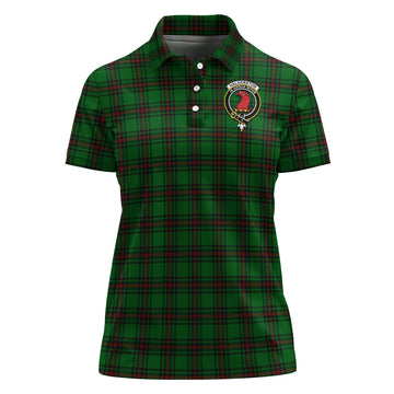 Halkerston Tartan Polo Shirt with Family Crest For Women