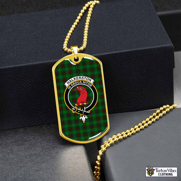 Tartan Vibes Clothing Halkerston Tartan Dog Tag Necklace with Family Crest