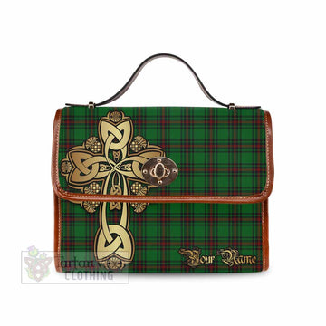 Tartan Vibes Clothing Halkerston Tartan Waterproof Canvas Bag Golden Thistle Celtic Cross Style