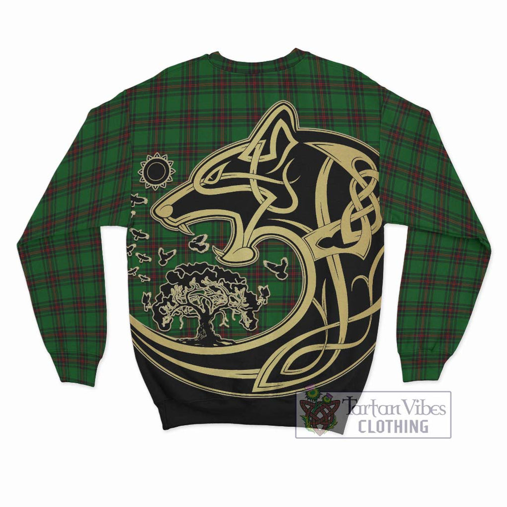 Halkerston Tartan Sweatshirt with Family Crest Celtic Wolf Style - Tartan Vibes Clothing